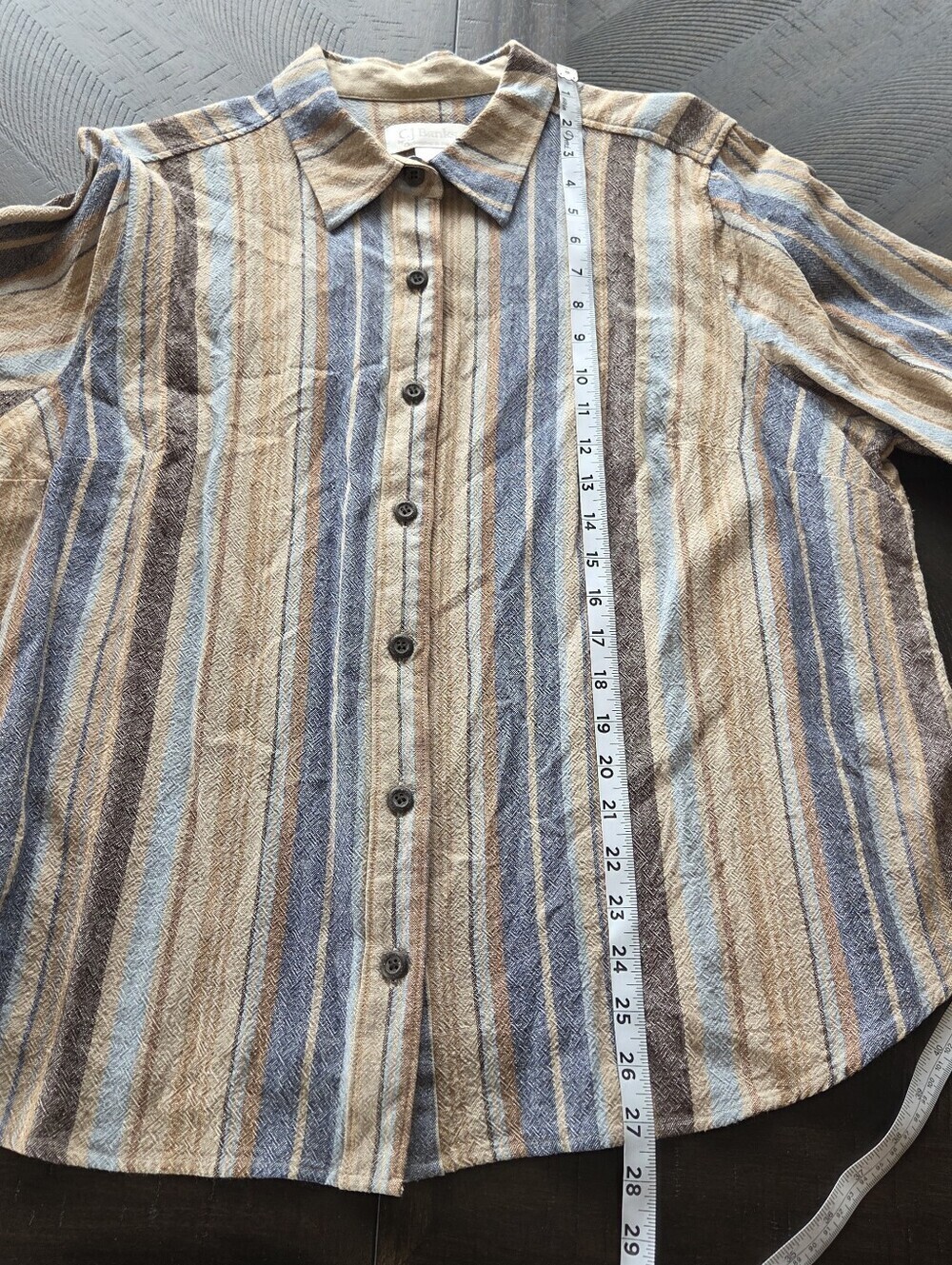 CJ Banks 2X Striped Linen Rayon Blouse Coastal Boho Lagenlook Top - Picture 12 of 13